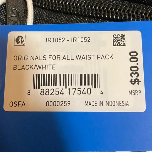 Adidas Originals Black Belt Waist Pack Bag with White Logo Fanny Pack Unisex - Picture 8 of 9